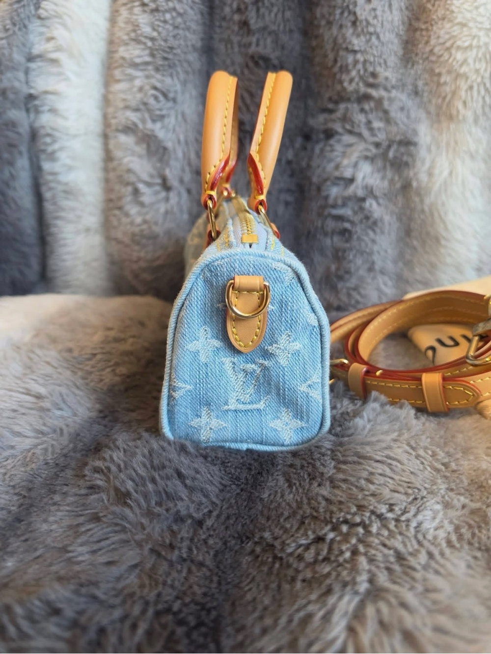 Louis Vuitton Light Blue Denim Nano Excellent Condition Authentic - Picture 13 of 14